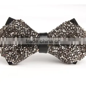 Men Fashion Crystal Bead Shinny Wedding Party Pre Tied Bow Tie Bowtie thumbnail-3