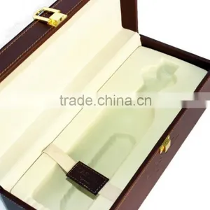 Antique Faux Leather Wine Box/Wooden Wine Carrier/PVC Wine Case thumbnail-3