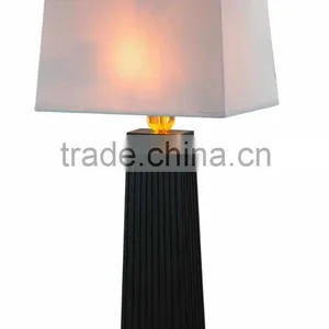 Contemporary Black Trapezoidal Wooden Base Hotel Bedroom Desk Lamp Quality Choice thumbnail-1