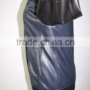 Women PU Jacket 2016 New Design Blue Color thumbnail-3