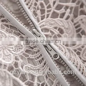 Fashion Lady Lace Fabric Hollow Out Long Sleeve Coat Tops With Zipper for Women thumbnail-4