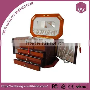 Elegant Wooden Jewelry Box White Mirrored Design Jewelry Cosmetic Box thumbnail-2