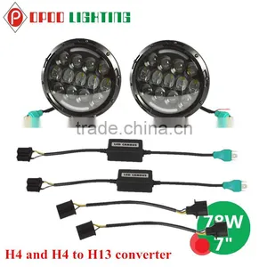 Top New 7" Round Jeep Headlight, 78W Hi/Low Jeep Headlight With H4 H13 Converter thumbnail-1