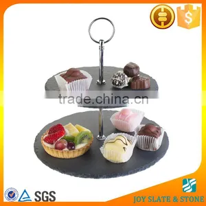Natural Black 2 Tier Slate Cake Stand thumbnail-1