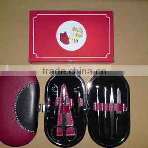 MRT-035 7pcs PU Bag With Colored Box Stainless Steel Pocket Manicure Set thumbnail-1