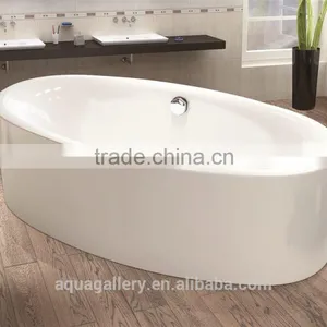 Freestanding White Color Acrylic Oval Bathtub thumbnail-1