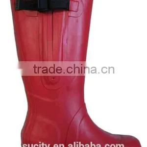 Red Women Rubber Rain Boots With Gusset thumbnail-1