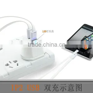 IP2 New Arrived Product 5V/2.1A High Quality Travel Charger Dual Micro USB Wall Charger ( US Plug) IP102 thumbnail-6