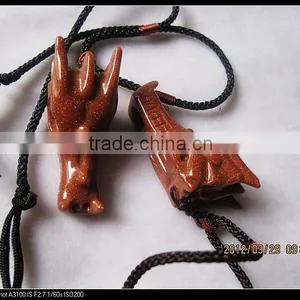 Wholesale Colorful Different Natural Crystal/sandstone/tiger Eye/malachite Stone Dragon Head Skull for Pandant thumbnail-1