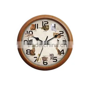 10" Cat Sound Wooden Clock thumbnail-1