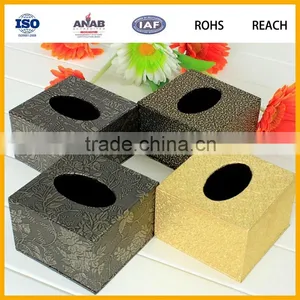 High Quality PU Leather Square Tissue Paper Box for Car/ Hotel/office thumbnail-2