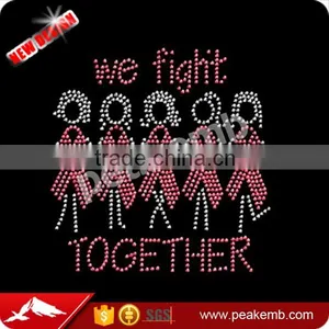 Breast Cancer Ribbons Custom Rhinestone We Fight Together Transfers China thumbnail-1
