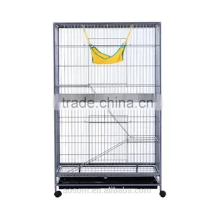 Pawhut 59" Indoor Hutch Small Animal Pet Cage With Stand - Black thumbnail-4