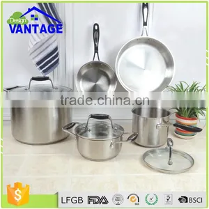10pcs Induction Frypan Saucepan Casserole Stainless Steel Pot Non Stick Cookware thumbnail-1