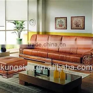 Wood Trim Leather Sofa Set Designs and Prices thumbnail-1