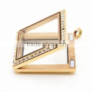Crystal Floating Lockets Square Shape Lockets for Wholesale thumbnail-2