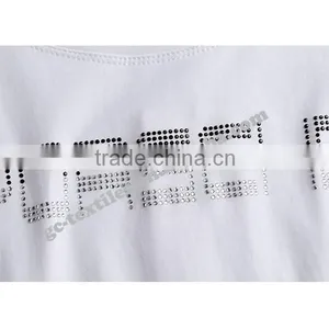 Girl's Hot Fix Rhinestone Slim Short Sleeve T-shirts for Promotion thumbnail-5
