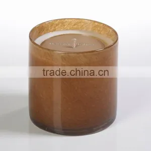 Hand Made Glass Cup Glass Candle Cup Brown Colored Design Glass Cup thumbnail-1