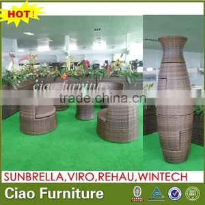 Hot Sell Saving Space Stackable Rattan Rocket Coffee Set thumbnail-1