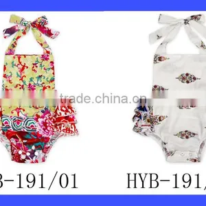 Newborn Baby Clothes Wholesale Cotton Halter Ruffled Bubble Baby Girl Romper thumbnail-1