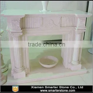 Chinese Beige Marble Fireplace Surround thumbnail-1