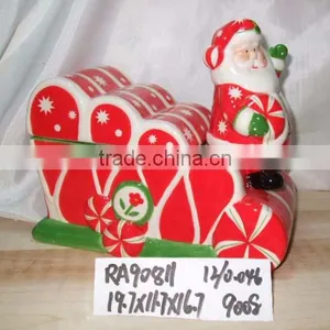 Promotional Gifts Santa Shape Christmas Ceramic Storage Jar With Lid thumbnail-1