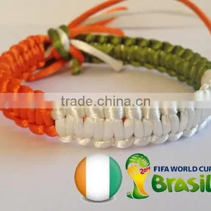 Hot New Bestselling Product Wholesale Unique Handmade WORLD Cup Brazil Italy Flag Twisted Rope Bracelet Made in China thumbnail-1