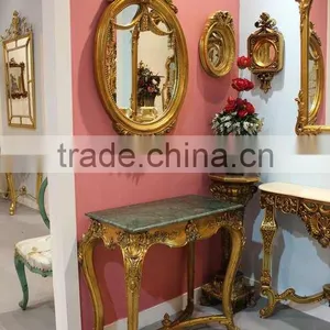 Green Marble Baroque Wall Cleat 2 Leg Console Tables thumbnail-2