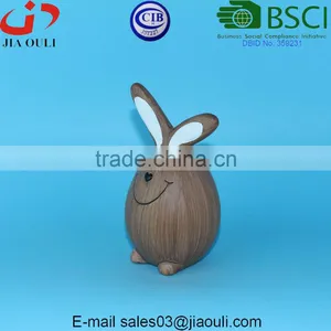BSCI Audit Dehua Factory Brown Painted Ceramic Rabbit, Fat Sitting Rabbit thumbnail-4