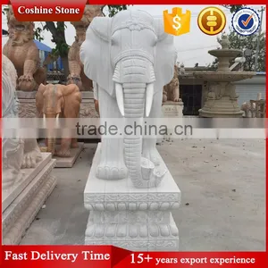 Outdoor White Marble Elephant Statues thumbnail-1