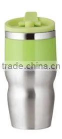 450ml Stainless Steel Inner Plastic Outer Steel Vacuum Cup/auto Mug/Travel Mugs With TPR Handle thumbnail-1