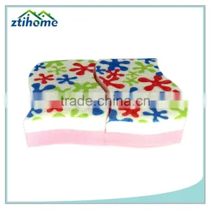 Printed Sponge Kitchen Bowl Dish Pot Wash Scrub Cleaning Pads,3pcs as One Pack thumbnail-1