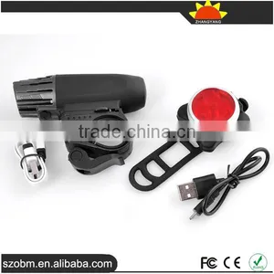 USB Rechargeable Front and Tail Light 200 Lumens 4 Mode Bicycle Light Kit thumbnail-1