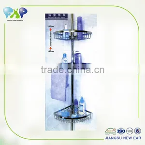 2016 Heavy Duty Wall Mounted Stainless Steel Corner Bathroom Pole Shelf thumbnail-1