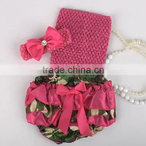 Hot Sell Adorable Baby Diaper and Crochet Tube Top3 Sets , Satin Baby Bloomers, Baby Ruffle Bloomers thumbnail-6