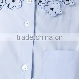 100% Cotton Girls Flower Embroidery Shirt OEM Service thumbnail-5
