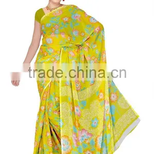 New Printed Styles Saree With Blouse Material thumbnail-2