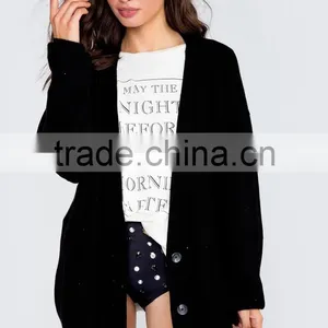 Women Long Classic Cardigan Sweaters Women Merino Wool Knitwear thumbnail-1