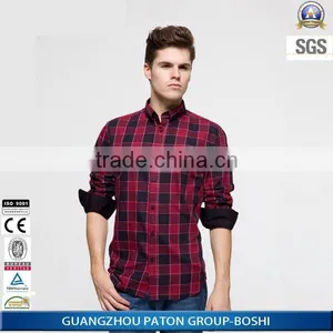 Mens Plaid Shirts Red and Black Western Office Wear for Summer thumbnail-4