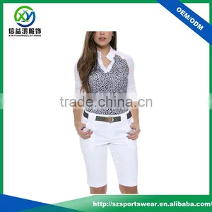 OEM White Color Long Sleeve Sublimation Printing V-neck Women Golf Sweatshirt thumbnail-1