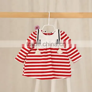 Wholesale Long Sleeve Striped Casual Girls Beautiful Baby Dresses thumbnail-1