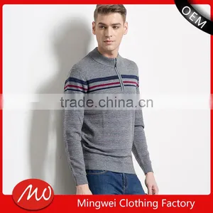 2017 Mans Custom Cashmere Pullover Zipper Open Jacquard Sweater With Low Price thumbnail-1