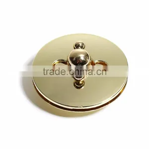 Zinc Based Alloy Purse Twist Turn Lock Light Golden 5.4cm(2 1/8")Dia, 1 Set thumbnail-1