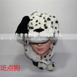 Cartoon Animal Dot Dog Plush Warm Hat With Ear Poms thumbnail-1