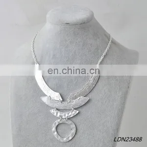 Silver Hammered Circle Necklace thumbnail-1