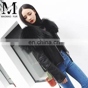 Best Quality Western Coat With Big Raccoon Fur Collar Winter Sheepskin Coat Women Fur thumbnail-5