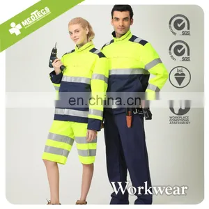 Yellow and Blue Customized Reflective Pipe Working Safety Jacket thumbnail-1