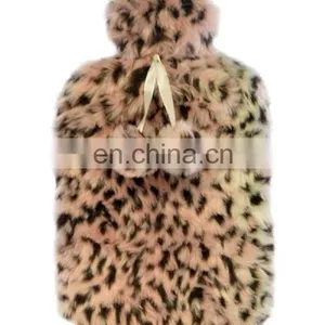 Plush Fur Leopard Print Hot Water Bottle Plush Cover thumbnail-1