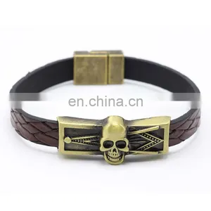 Stainless Steel and Black PU Leather Bangle Bracelets for Men 2017 thumbnail-2
