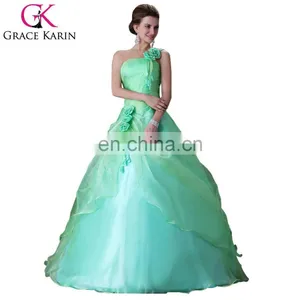 Grace Karin New Style One Shoulder Green Quinceanera Dresses CL2678 thumbnail-1